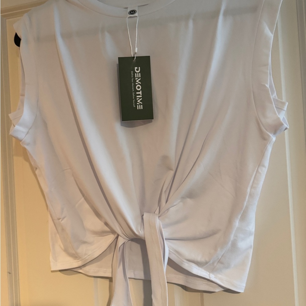 White Tie-Front Women's Top